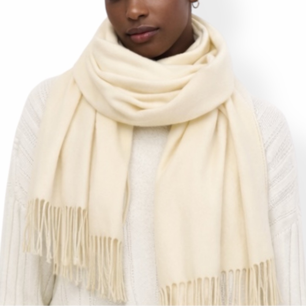TU.LX Waverley Cashmere-Feel Pashmina Lightweight Scarf Shawl NWT Cream